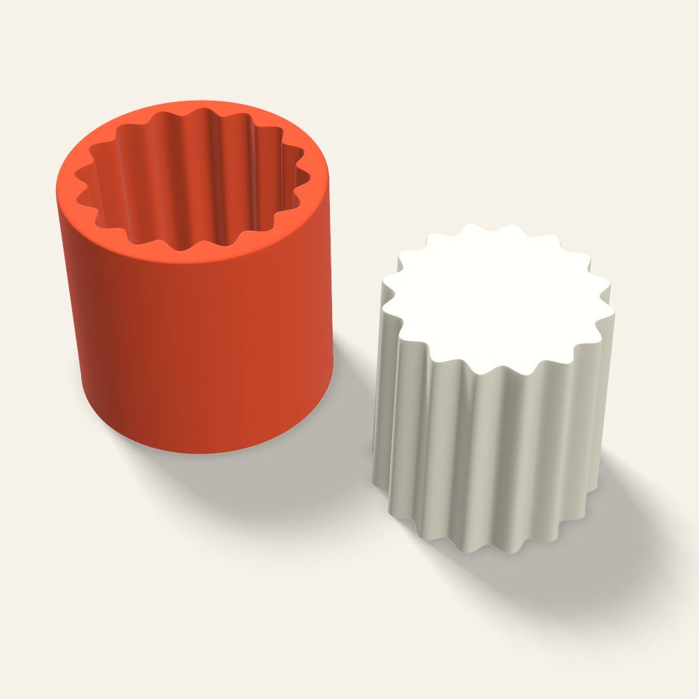 Ribbed Pillar Candle Mold, 4 x 4 Inch, 3D render