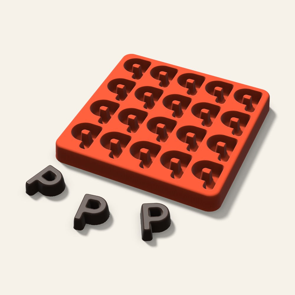 Letter P Candy Mold, 1 Inch, 20 Cavity, 3D render