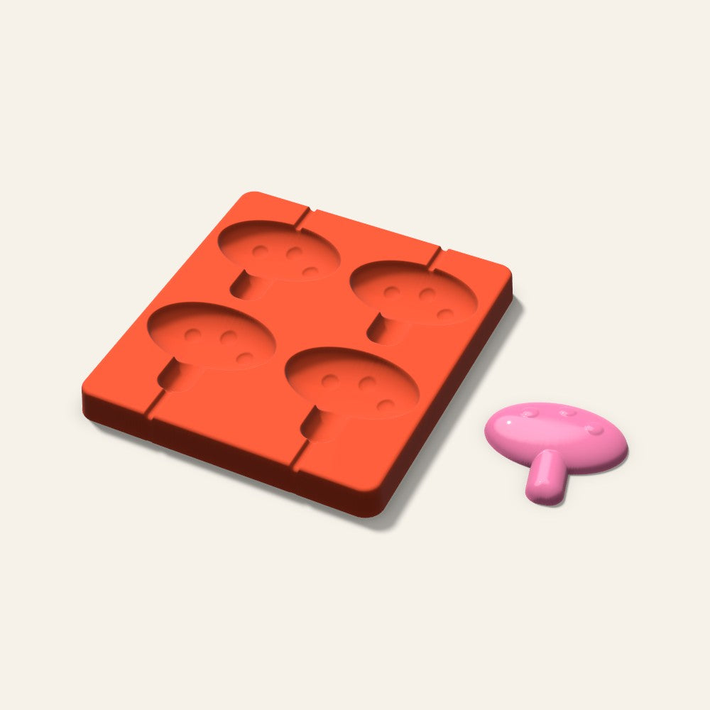 Mushroom Lollipop Mold, 2.5 Inch, 4 Cavity, 3D render