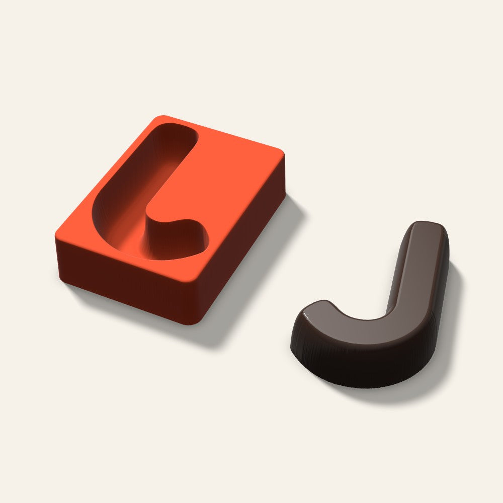 Letter J Mold, 5 Inch, 3D render