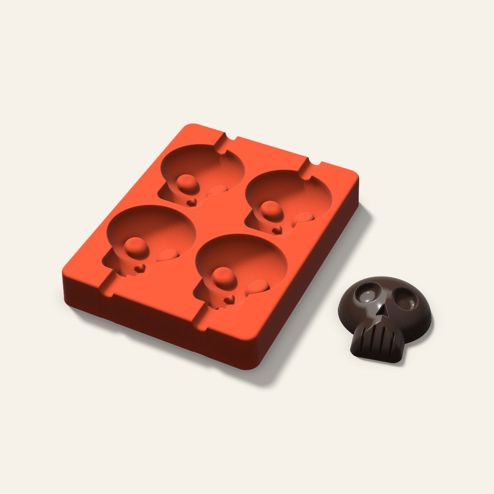 Skull Cakesicle Mold, 2.5 Inch, 4 Cavity, 3D render
