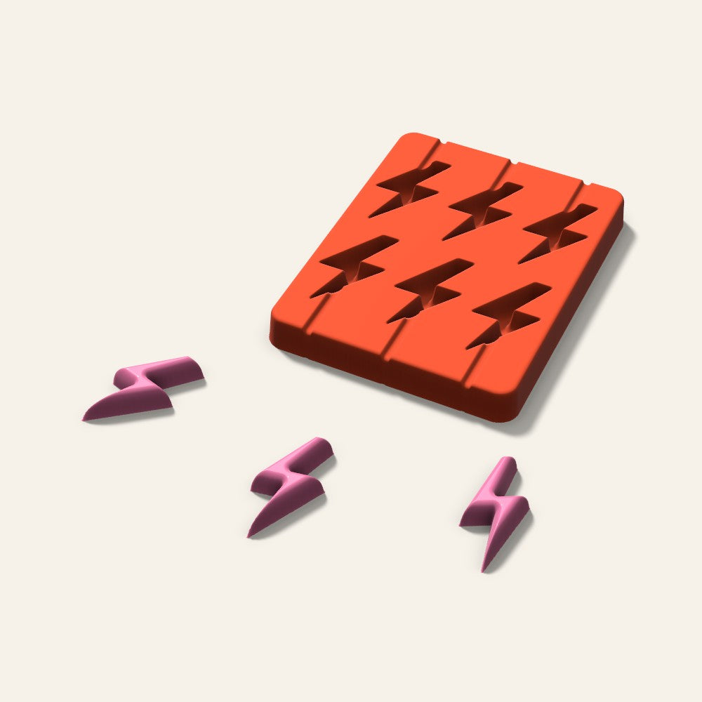 Lightning Bolt Lollipop Mold, 2 Inch, 6 Cavity, 3D render