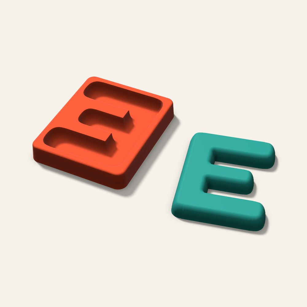 Letter E Freshie Mold, 4 Inch, 3D render