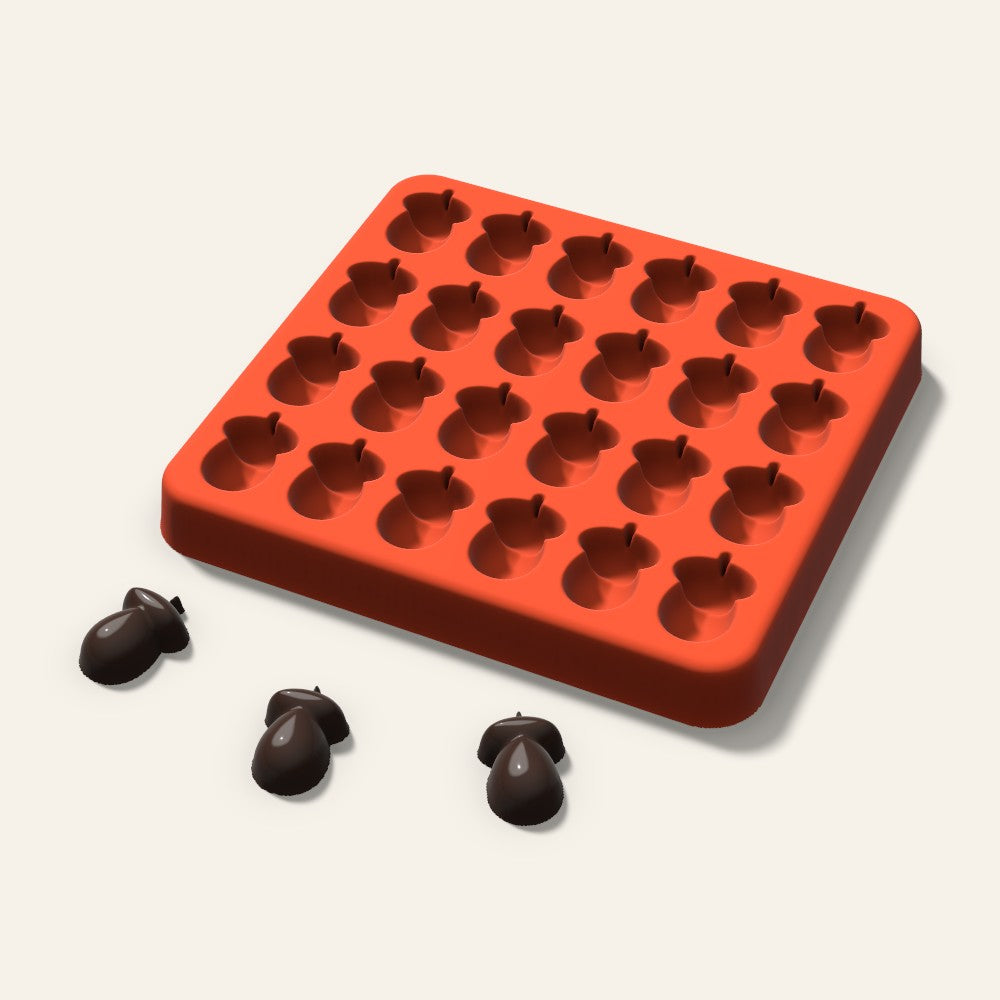 Acorn Gummy Mold, 0.75 Inch, 24 Cavity, 3D render