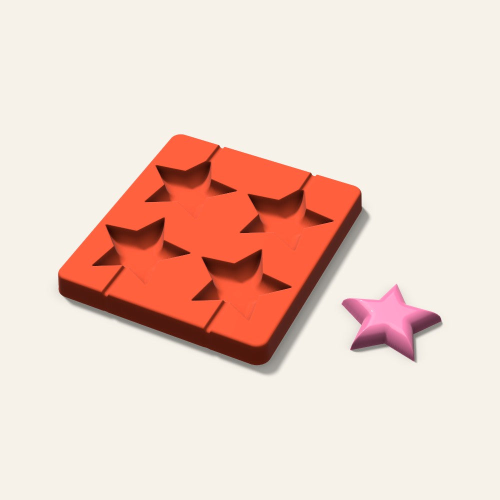 Star Lollipop Mold, 2.5 Inch, 4 Cavity, 3D render