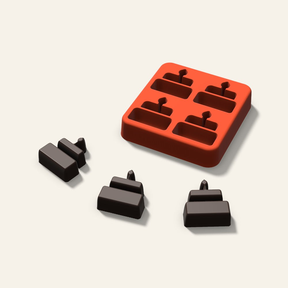 Birthday Cake Candy Mold, 1.25 Inch, 4 Cavity, 3D render