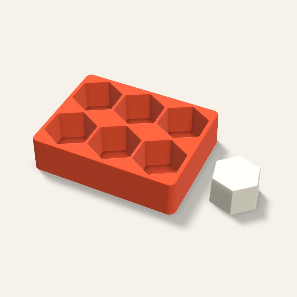 Hexagon Pillar Votive Candle Mold, 2.5 x 1.5 Inch, 6 Cavity, 3D render