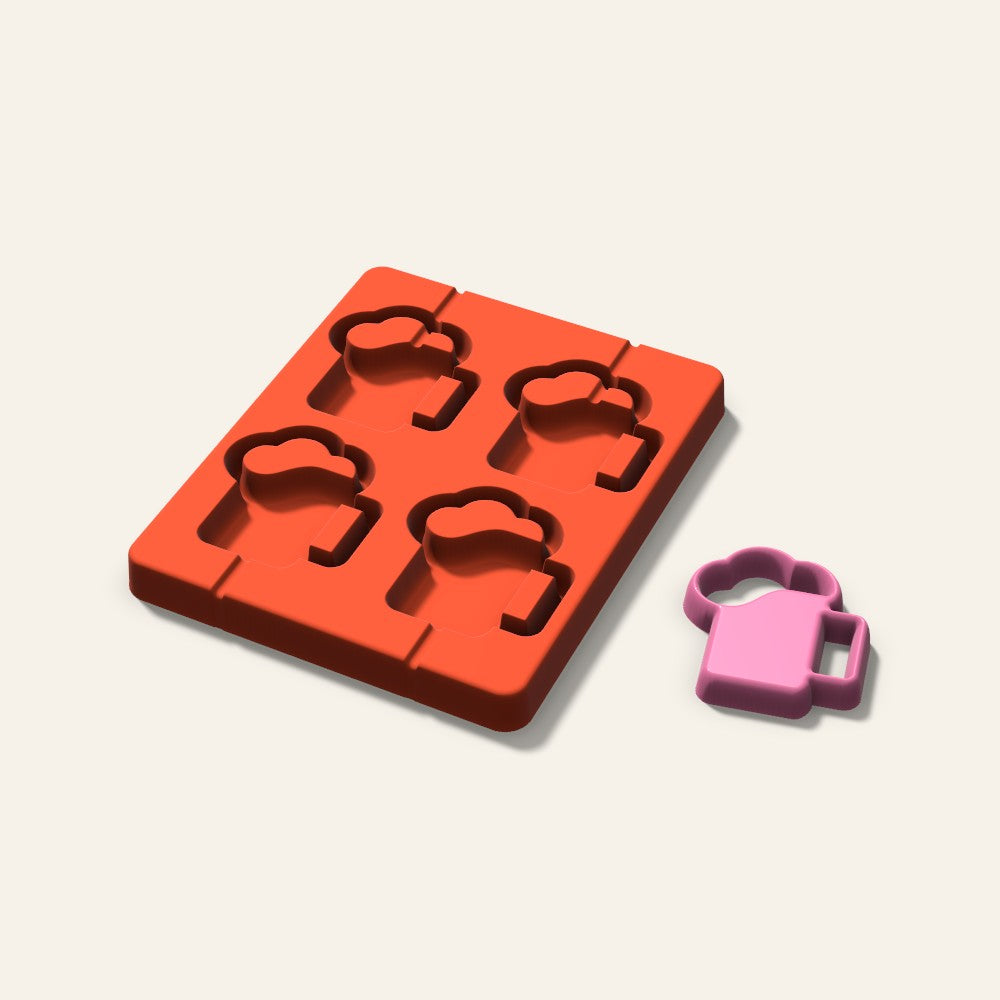 Beer Mug Lollipop Mold, 2.5 Inch, 4 Cavity, 3D render