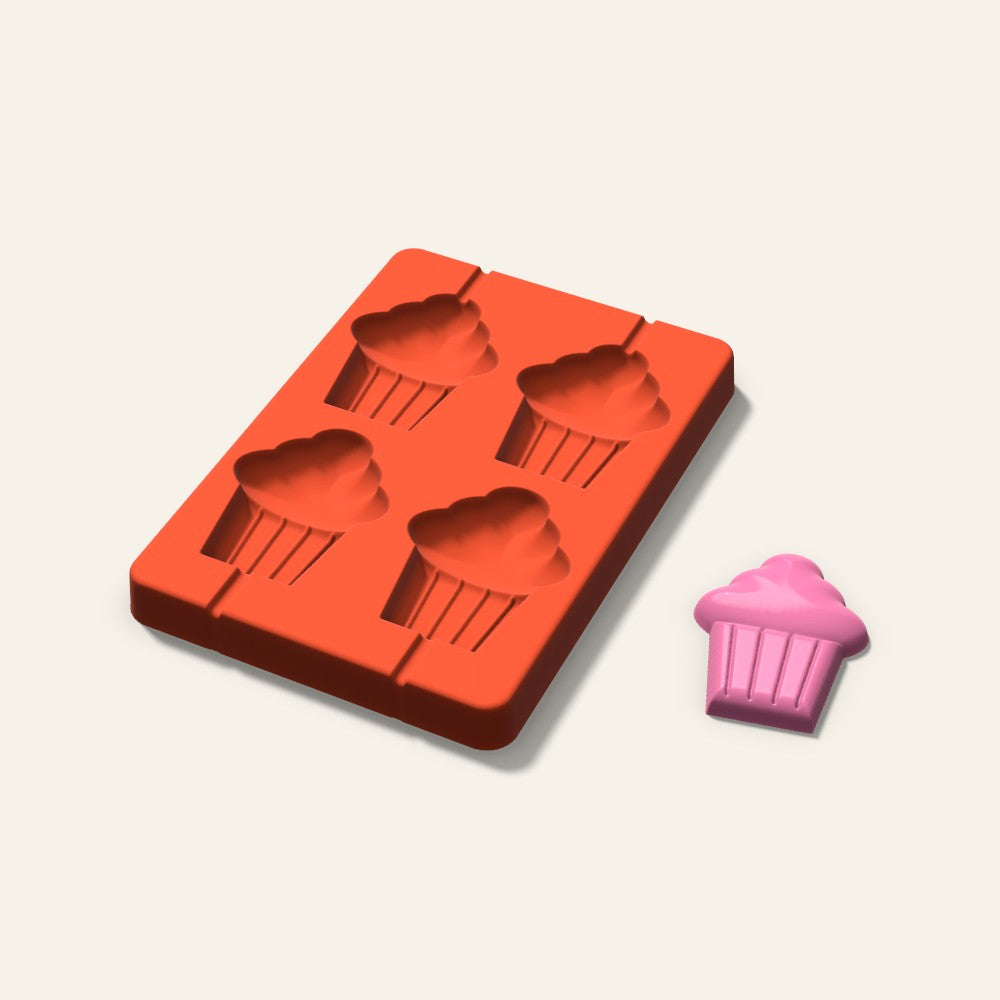 Cupcake Lollipop Mold, 2.5 Inch, 4 Cavity, 3D render