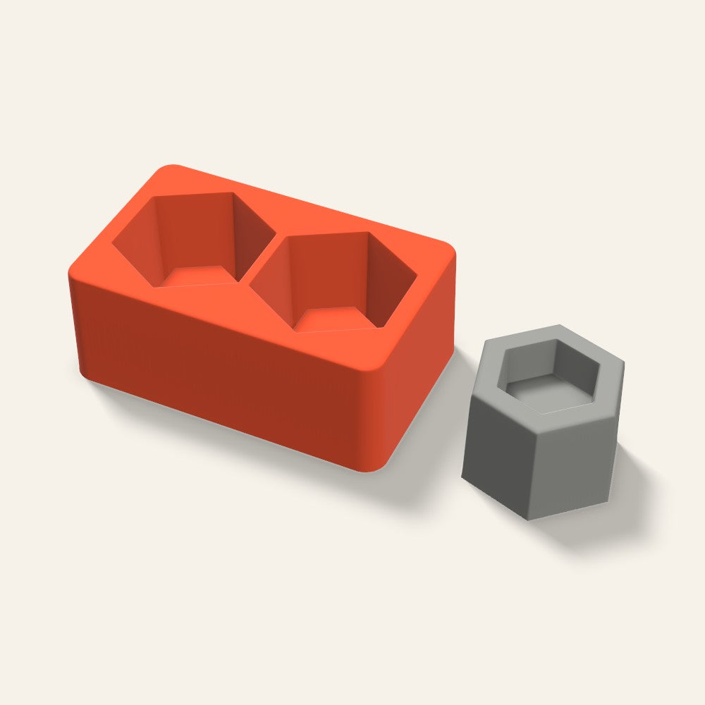 Hexagon Tealight Holder Mold, 2.5 Inch, 2 Cavity, 3D render