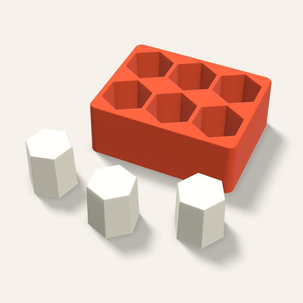 Hexagon Pillar Votive Candle Mold, 2 x 2 Inch, 6 Cavity, 3D render
