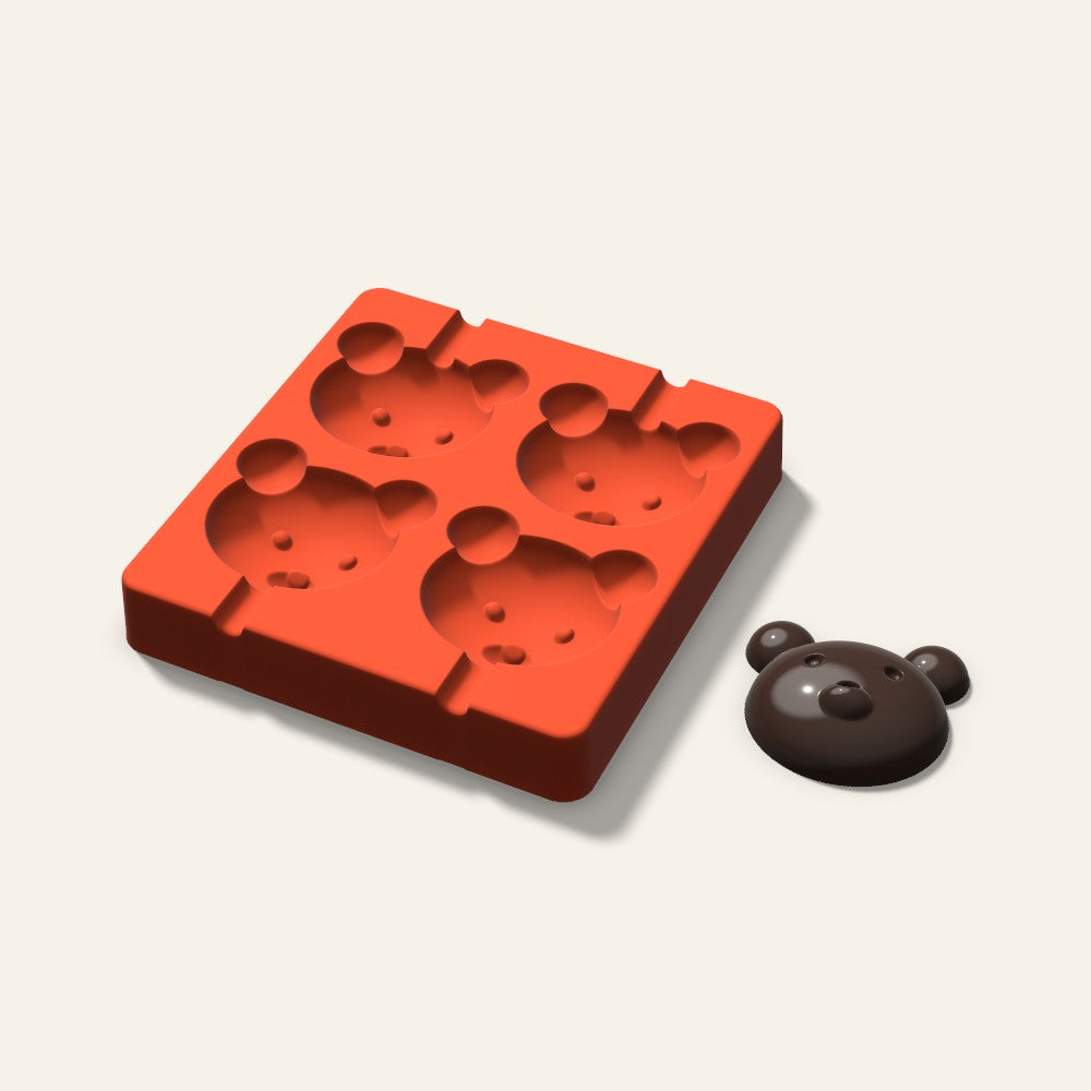 Bear Cakesicle Mold, 2.5 Inch, 4 Cavity, 3D render