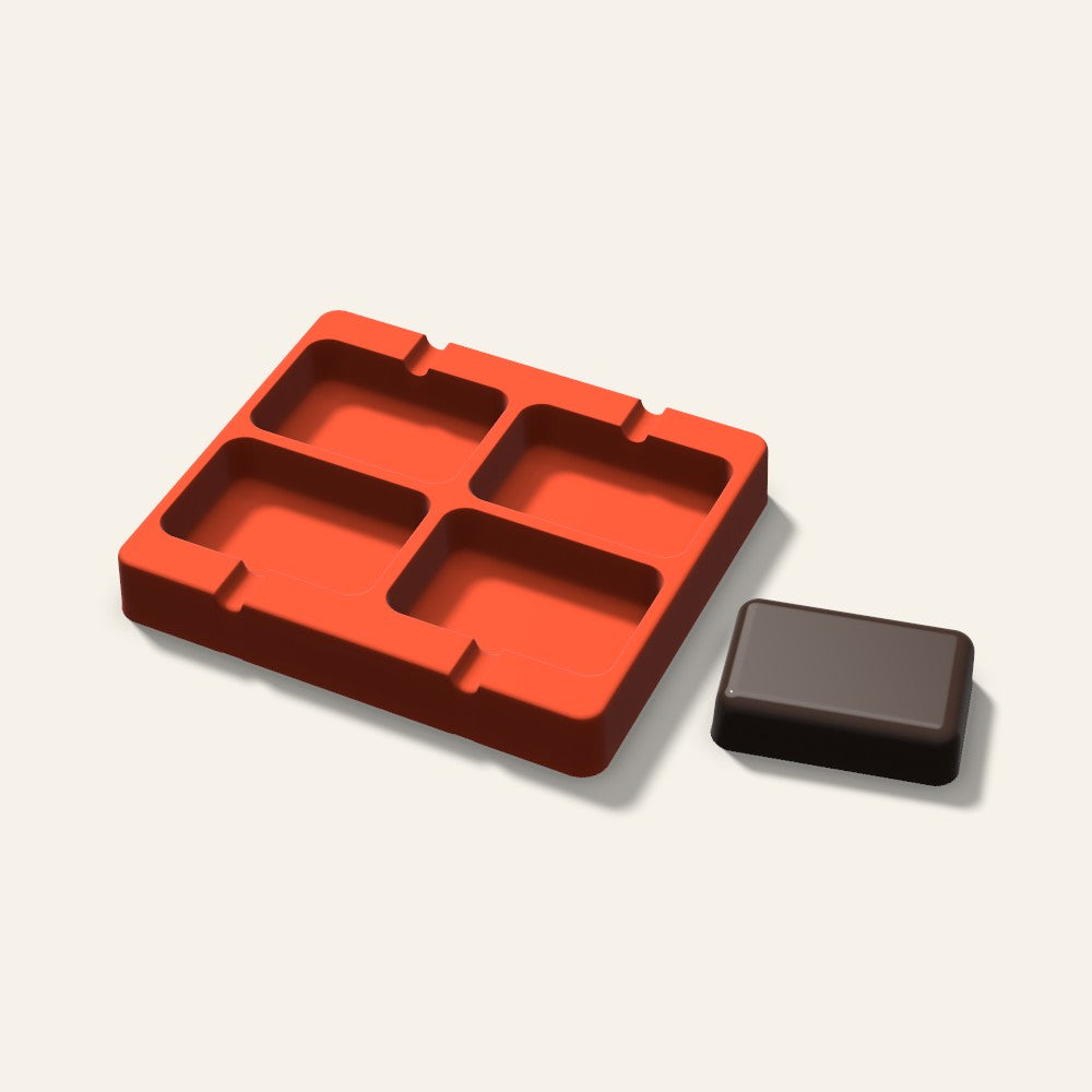 Rounded Rectangle Cakesicle Mold, 3 Inch, 4 Cavity, 3D render