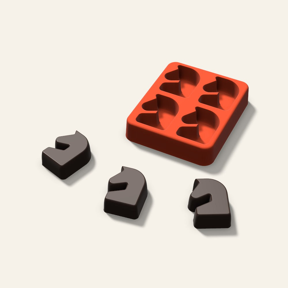 Chess Knight Chocolate Mold, 1.5 Inch, 4 Cavity, 3D render