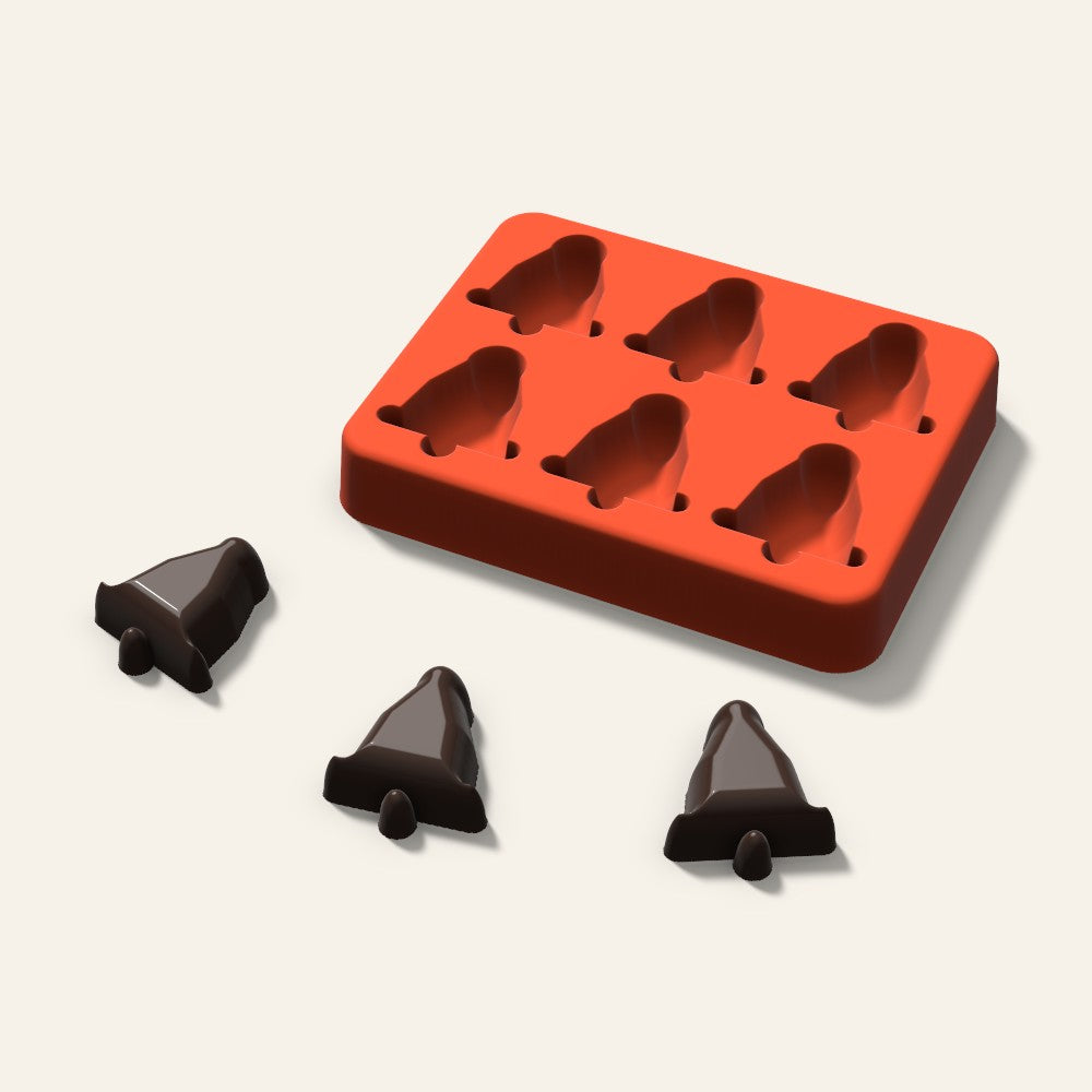 Bell Candy Mold, 1.25 Inch, 6 Cavity, 3D render