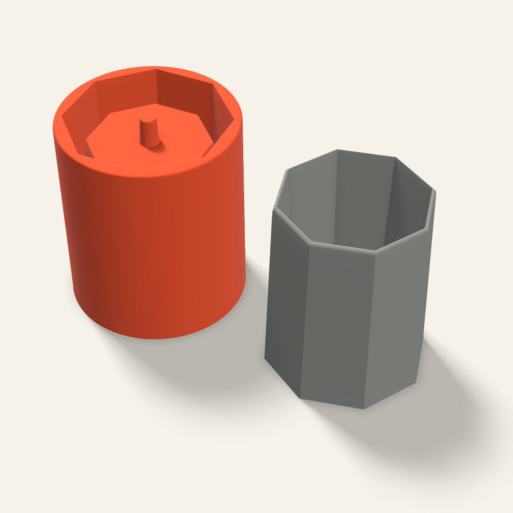 Tall Octagon Concrete Planter Mold, 4 Inch, 3D render