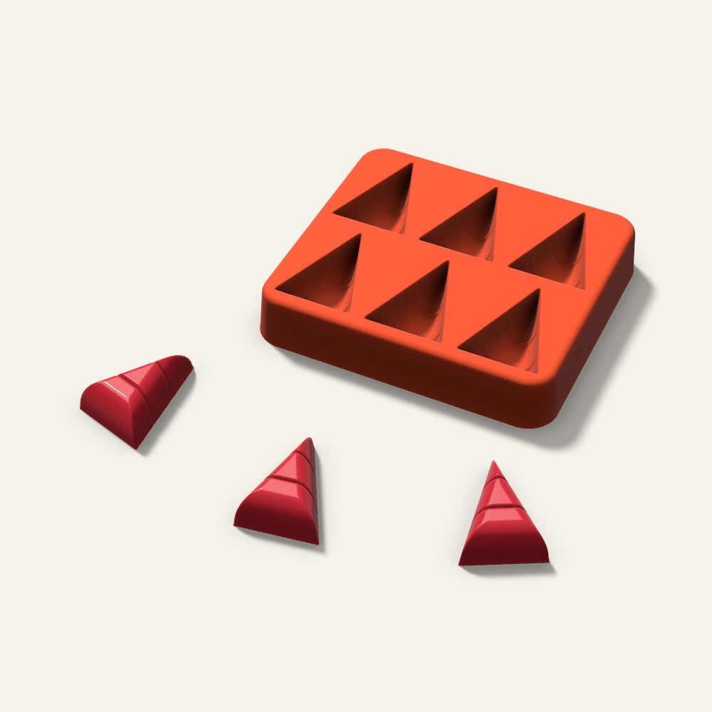 Candy Corn Candy Mold, 1.25 Inch, 6 Cavity, 3D render