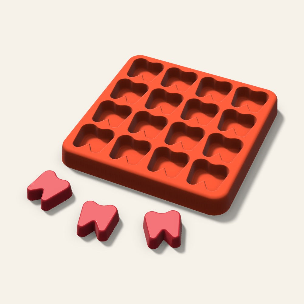 Tooth Gummy Mold, 0.75 Inch, 16 Cavity, 3D render