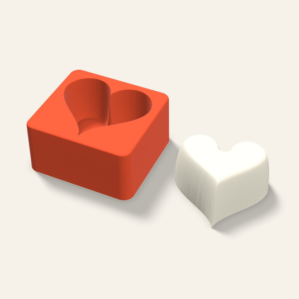 Heart Candle Mold, 3 x 1.5 Inch, 3D render