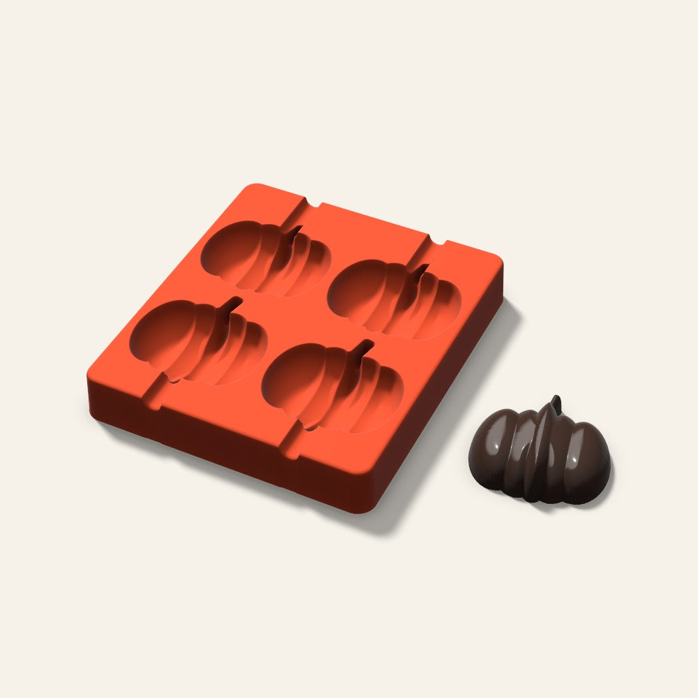 Pumpkin Cakesicle Mold, 2.5 Inch, 4 Cavity, 3D render