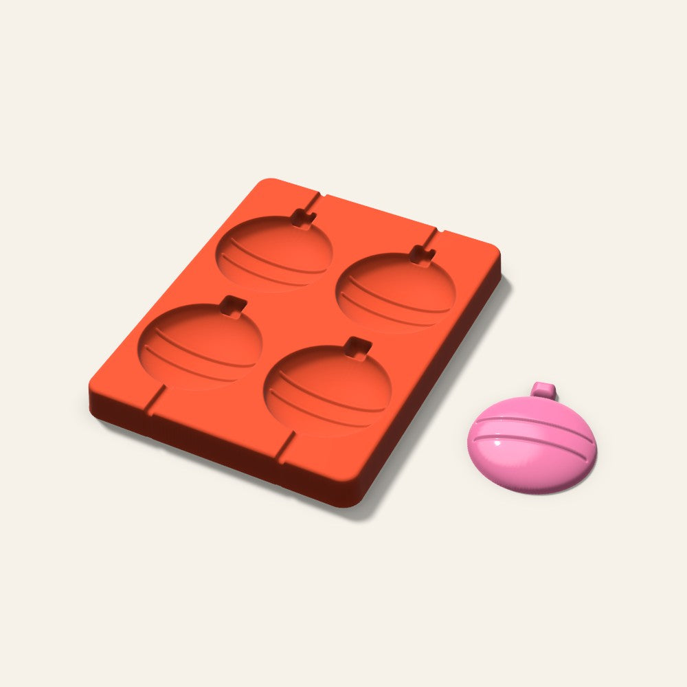 Ornament Lollipop Mold, 2.5 Inch, 4 Cavity, 3D render