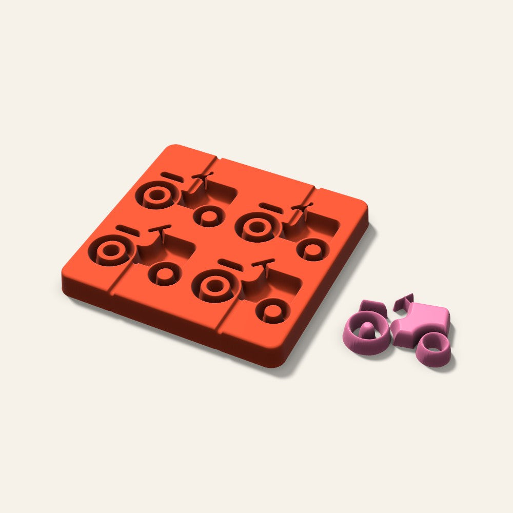 Tractor Lollipop Mold, 2.5 Inch, 4 Cavity, 3D render