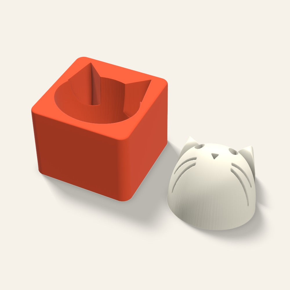 Cat Candle Mold, 3 x 2.5 Inch, 3D render