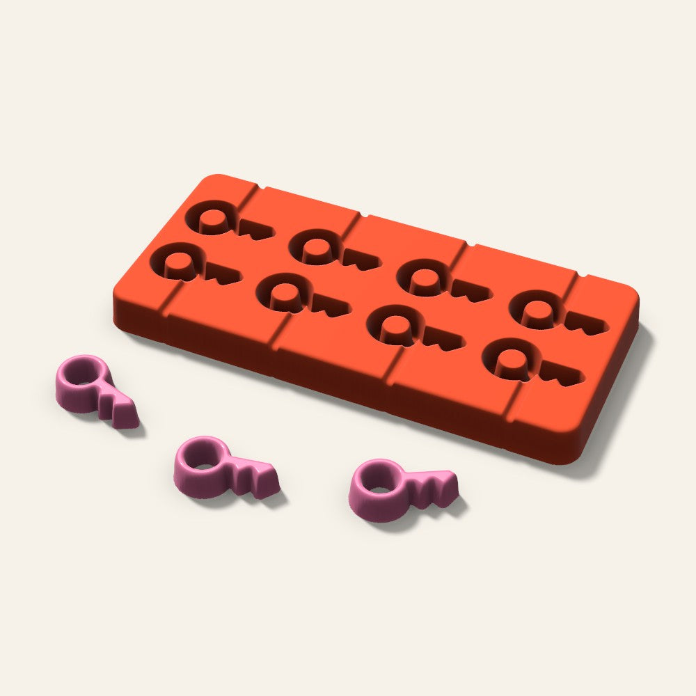Key Lollipop Mold, 1.5 Inch, 8 Cavity, 3D render