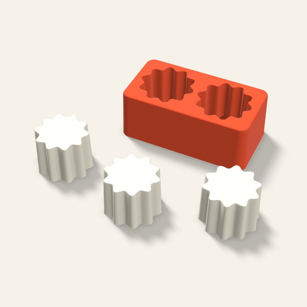 Fluted Pillar Votive Candle Mold, 2 x 1.5 Inch, 2 Cavity, 3D render