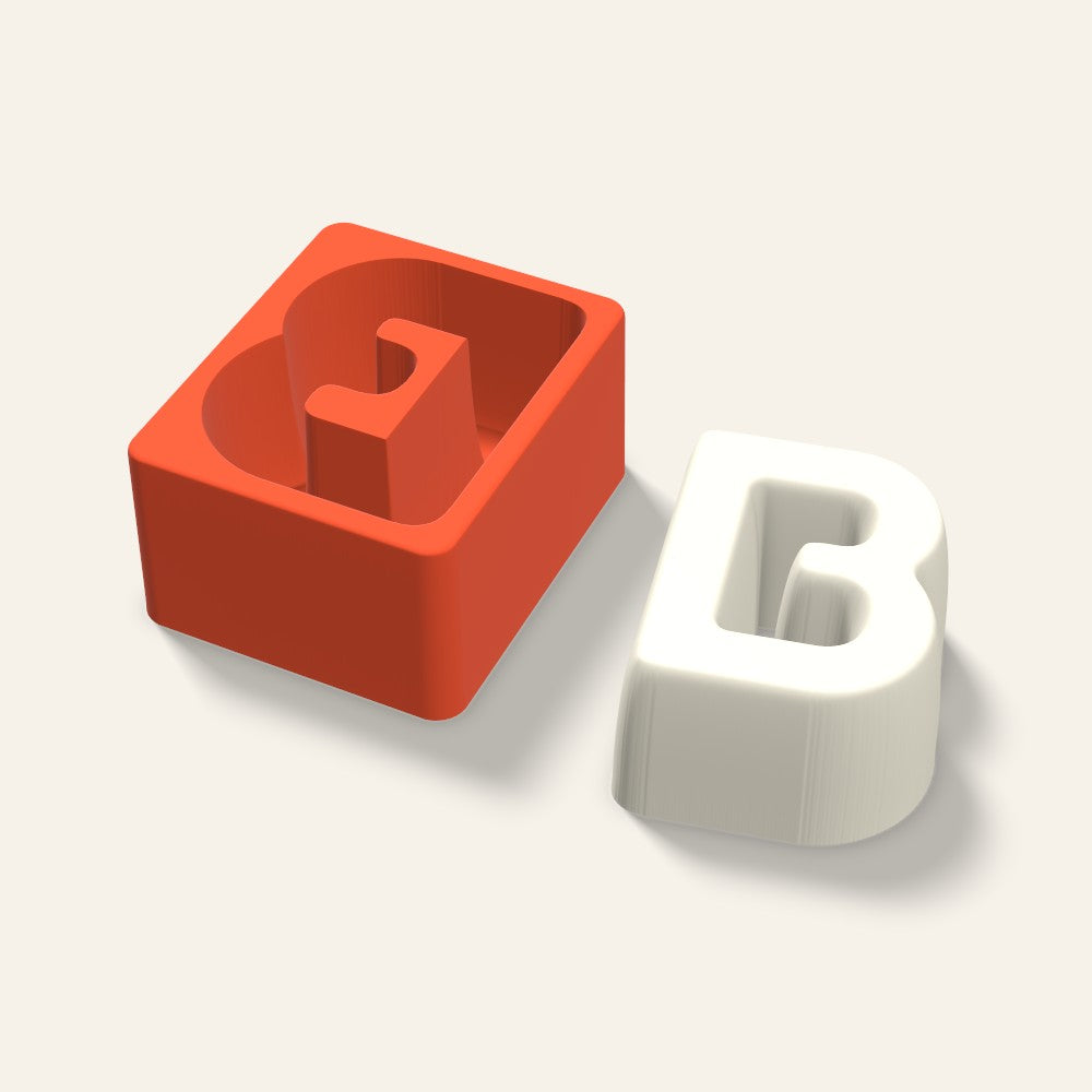 Letter B Candle Mold, 4 x 2 Inch, 3D render