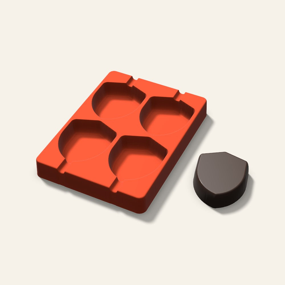 Shield Cakesicle Mold, 3 Inch, 4 Cavity, 3D render