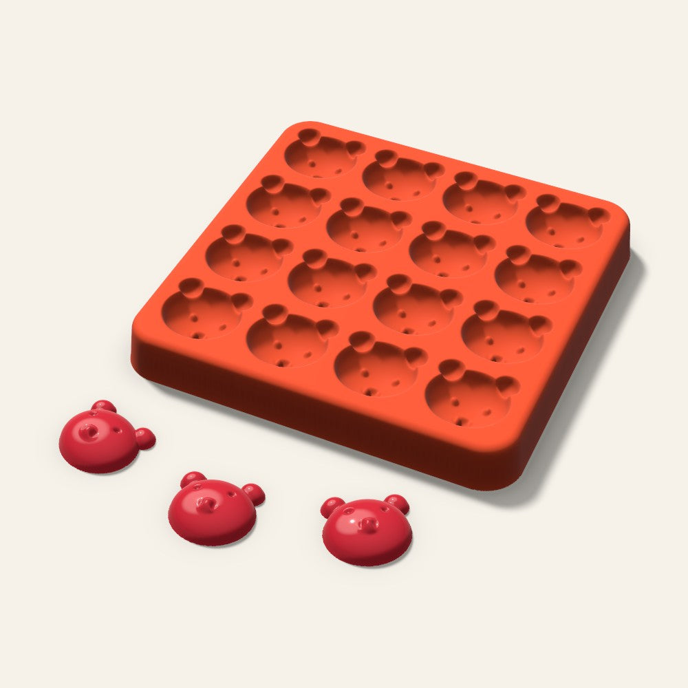 Pig Gummy Mold, 0.75 Inch, 16 Cavity, 3D render