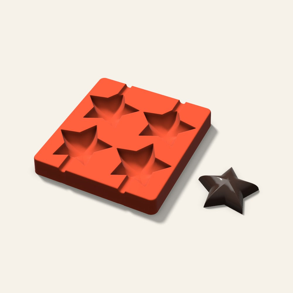 Puffy Star Cakesicle Mold, 3 Inch, 4 Cavity, 3D render