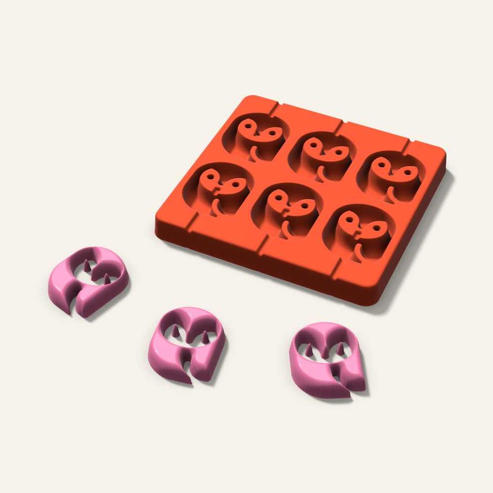 Owl Lollipop Mold, 2 Inch, 6 Cavity, 3D render