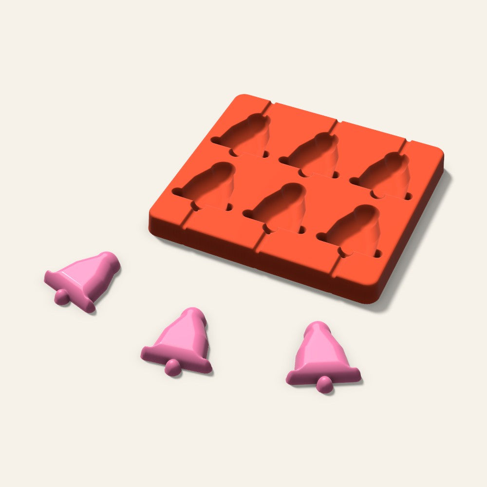 Bell Lollipop Mold, 2 Inch, 6 Cavity, 3D render
