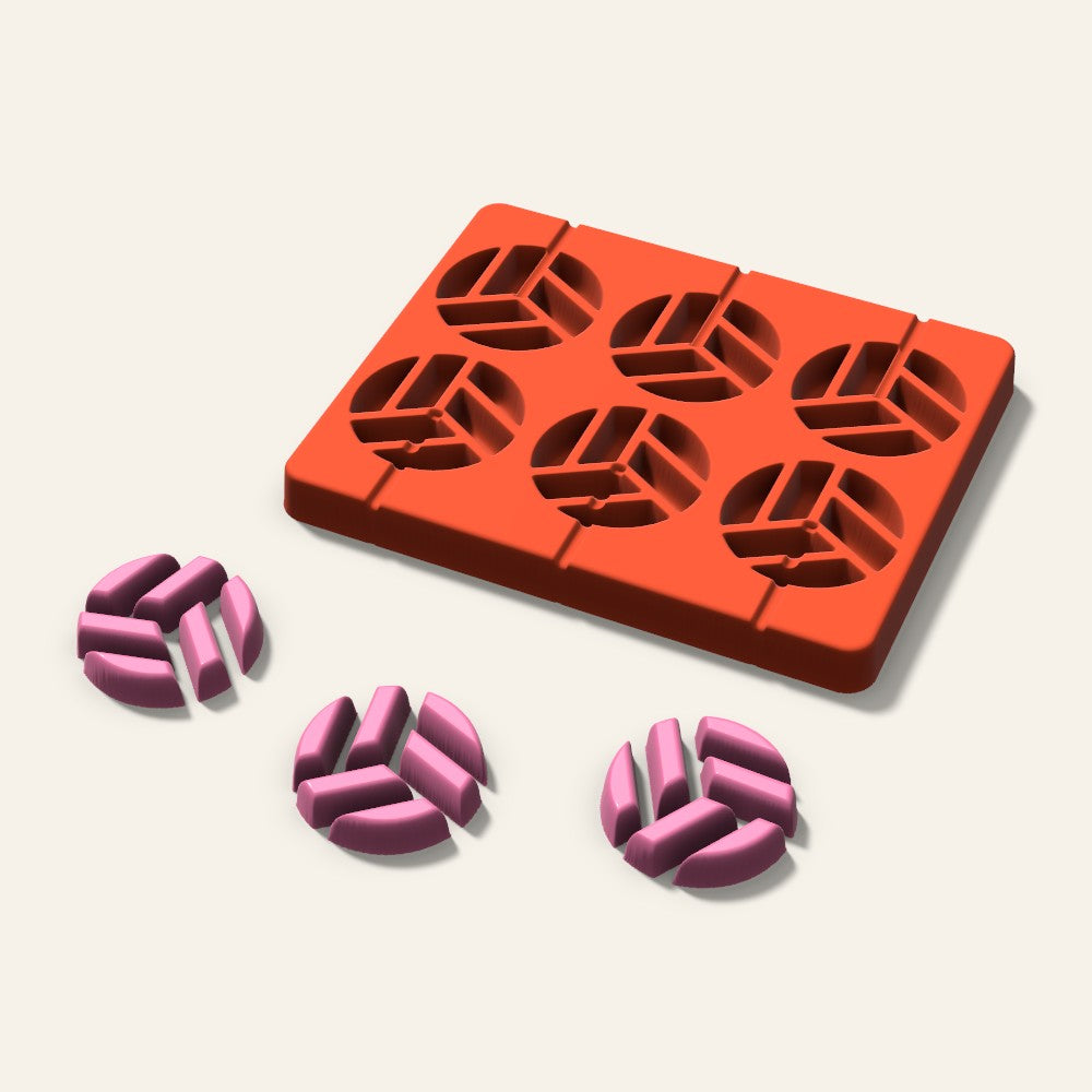 Volleyball Lollipop Mold, 2 Inch, 6 Cavity, 3D render