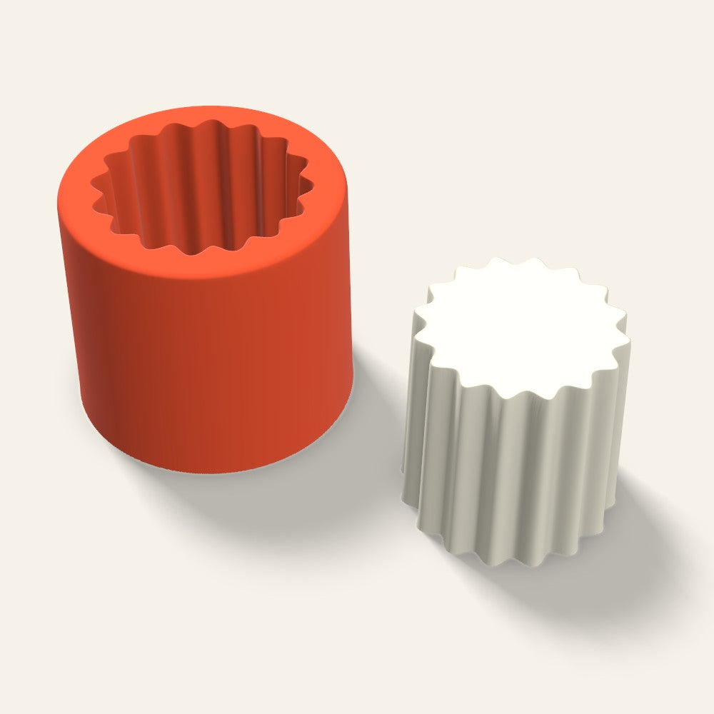 Ribbed Pillar Candle Mold, 2 x 2 Inch, 3D render