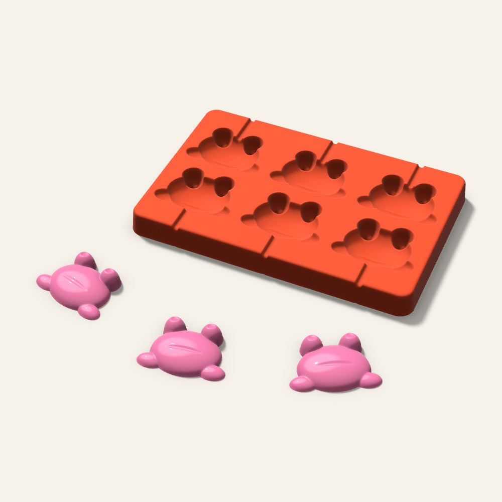 Frog Lollipop Mold, 2 Inch, 6 Cavity, 3D render