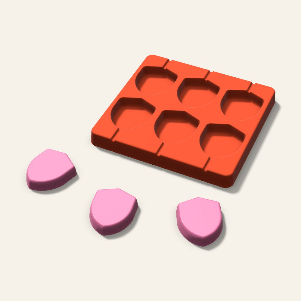 Shield Lollipop Mold, 2 Inch, 6 Cavity, 3D render