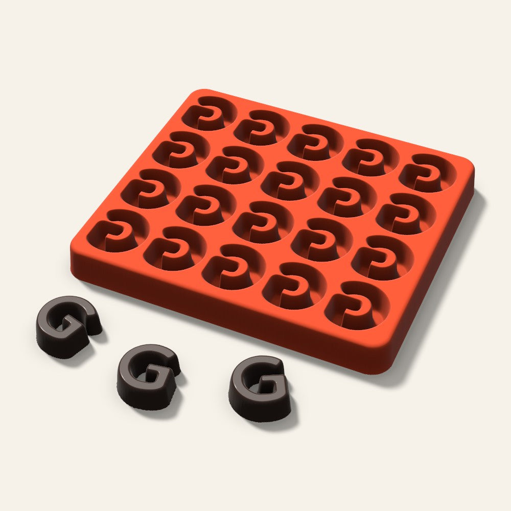 Letter G Candy Mold, 1 Inch, 20 Cavity, 3D render