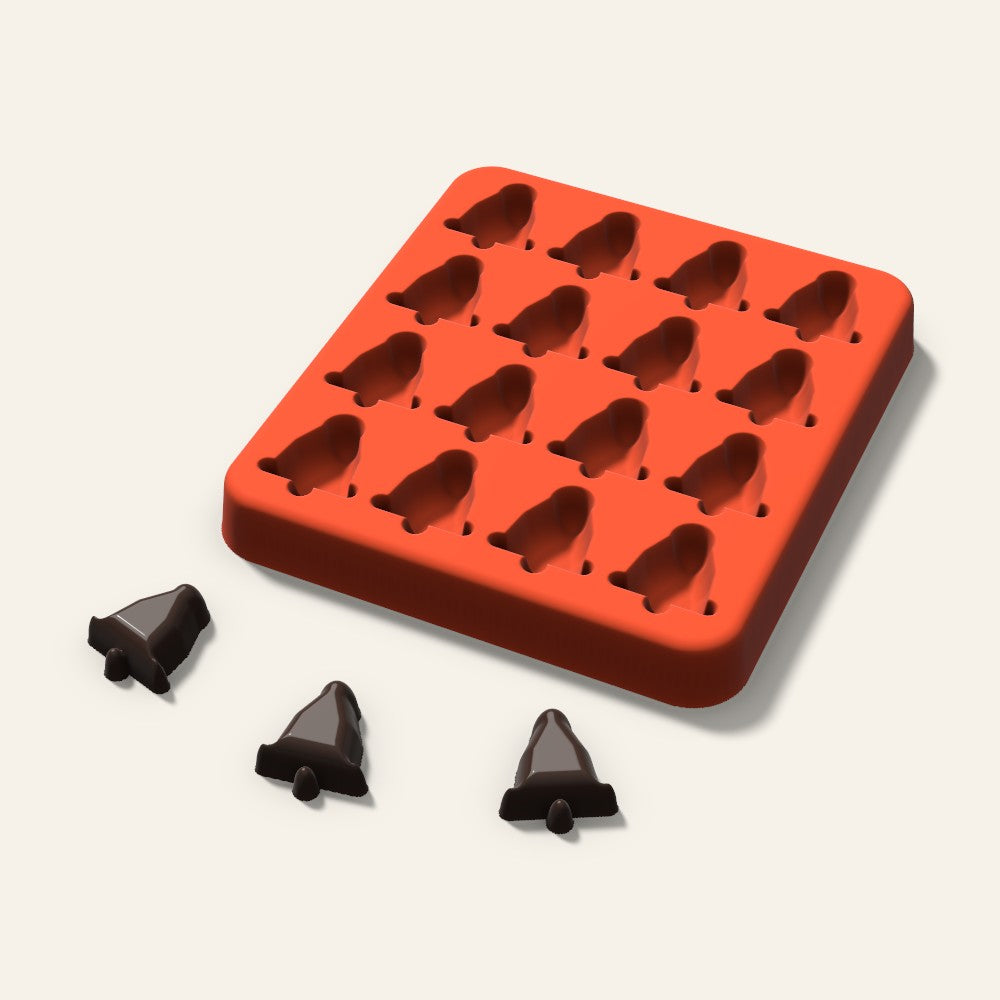 Bell Gummy Mold, 0.75 Inch, 16 Cavity, 3D render