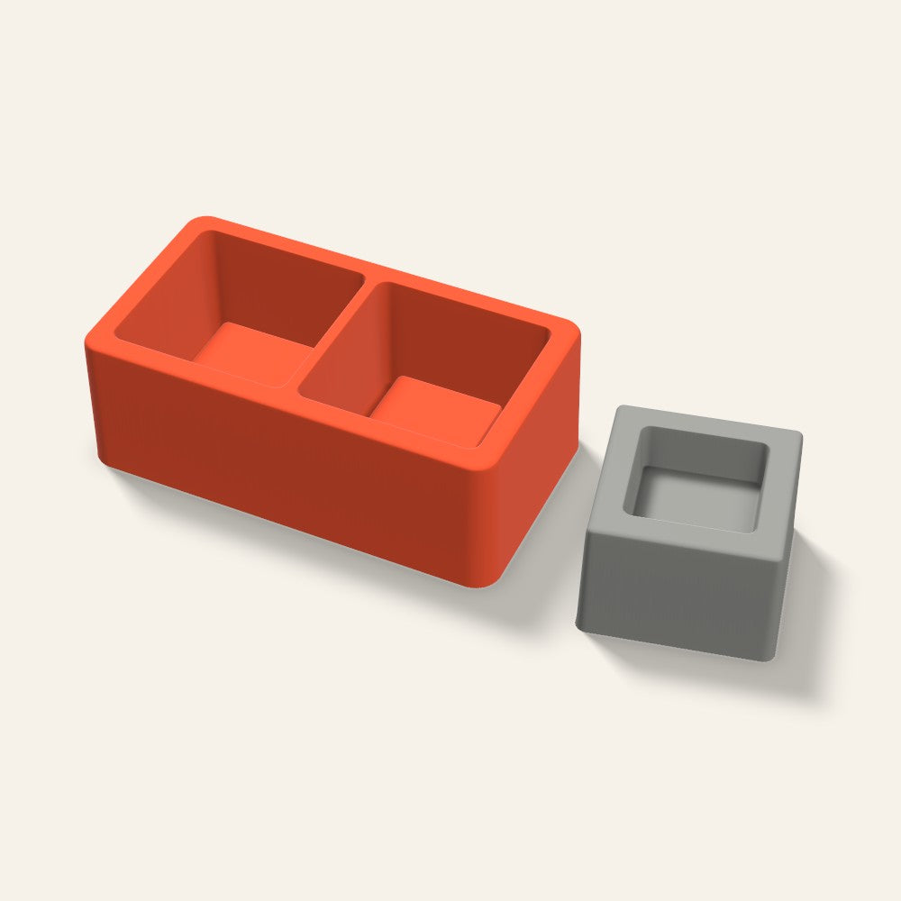 Cube Tealight Holder Mold, 2.5 Inch, 2 Cavity, 3D render