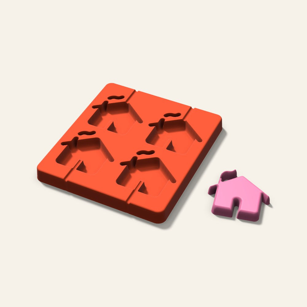 Little House Lollipop Mold, 2.5 Inch, 4 Cavity, 3D render