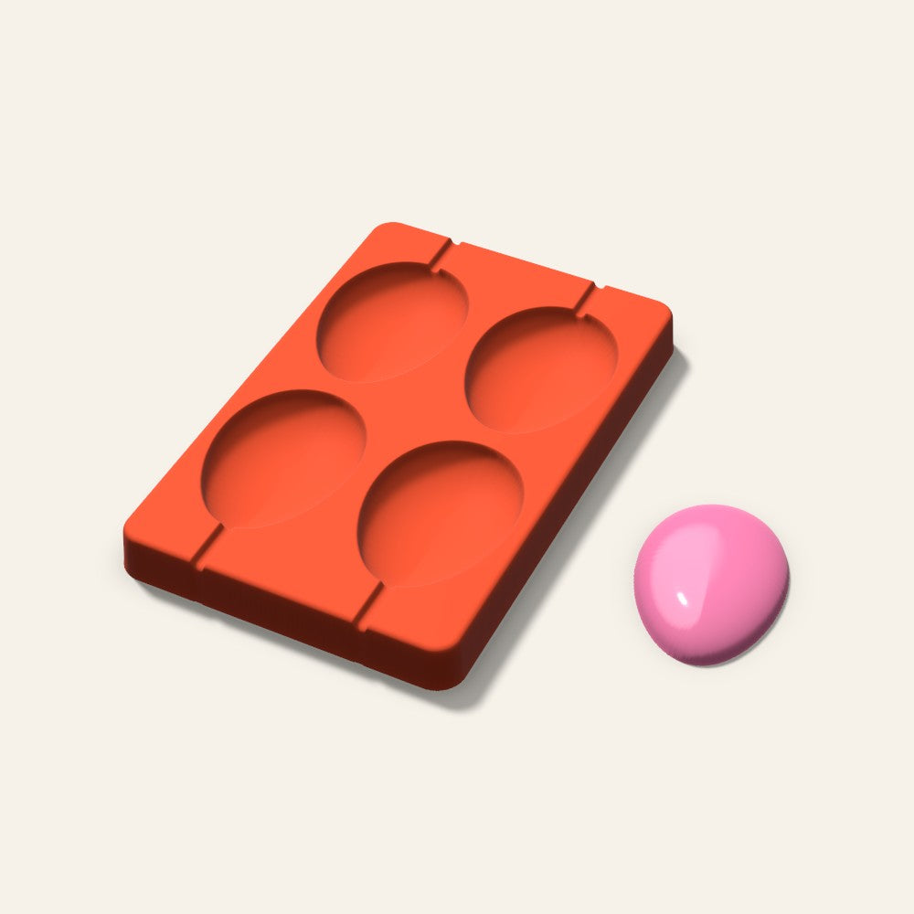 Egg Lollipop Mold, 2.5 Inch, 4 Cavity, 3D render