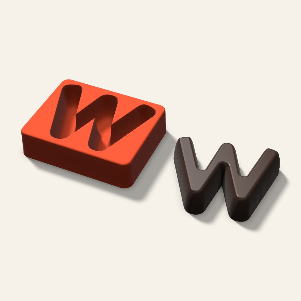 Letter W Mold, 4 Inch, 3D render