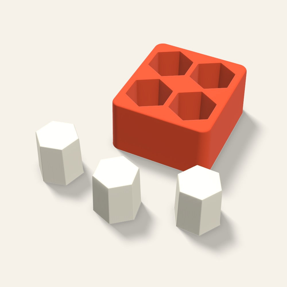 Hexagon Pillar Votive Candle Mold, 1.5 x 1.5 Inch, 4 Cavity, 3D render