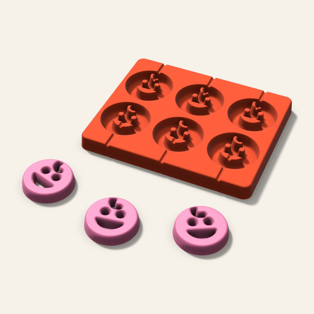 Baby Face Lollipop Mold, 2 Inch, 6 Cavity, 3D render