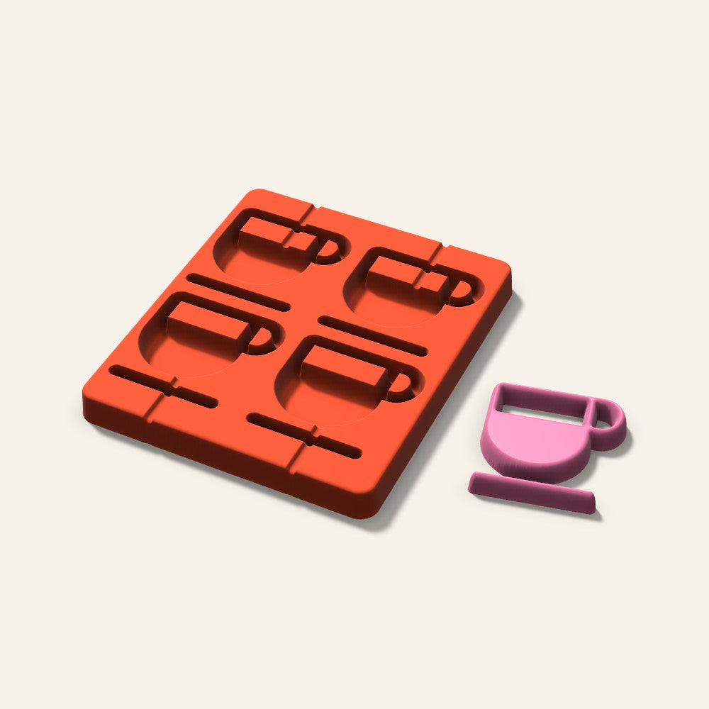 Coffee Cup Lollipop Mold, 2.5 Inch, 4 Cavity, 3D render