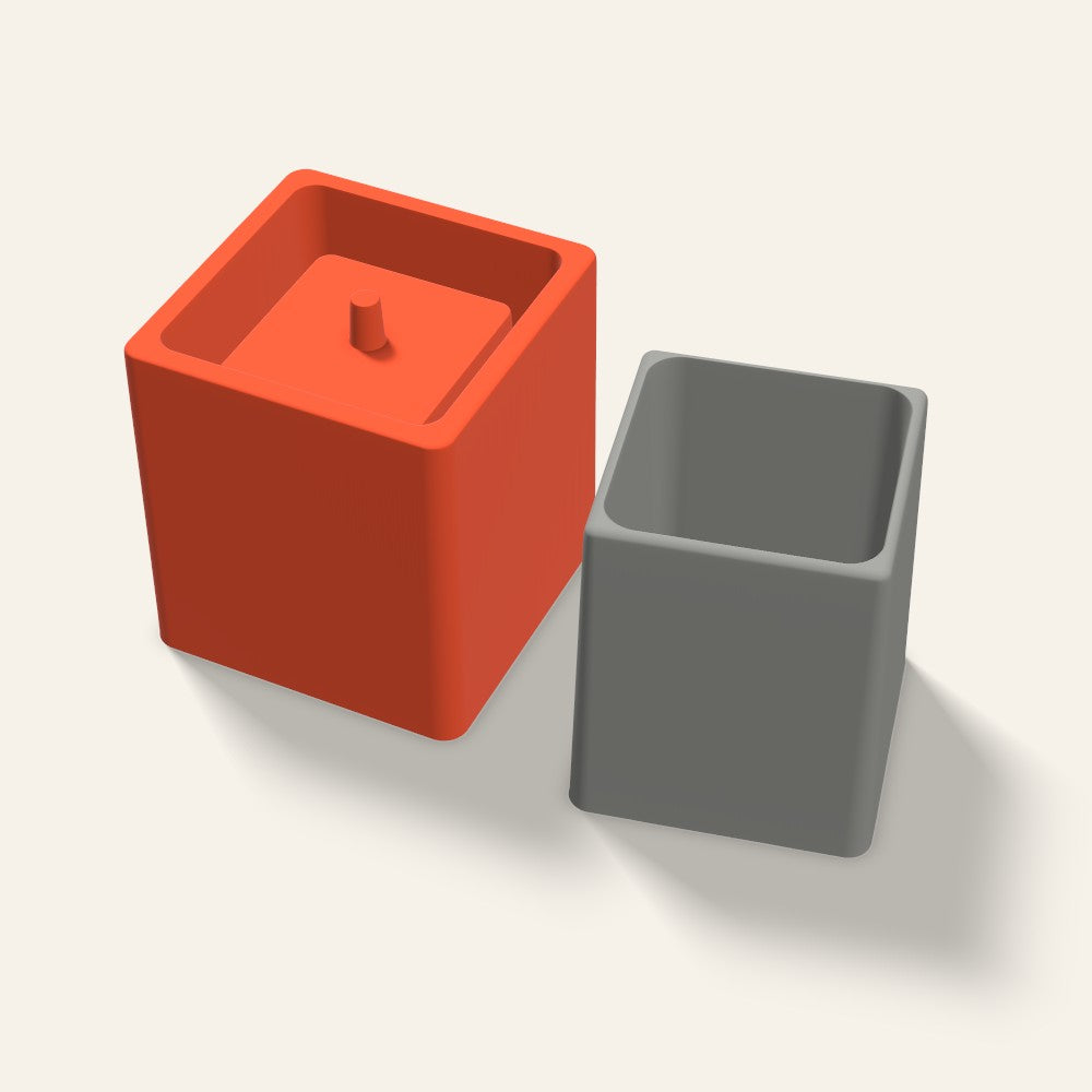 Tall Square Concrete Planter Mold, 4 Inch, 3D render