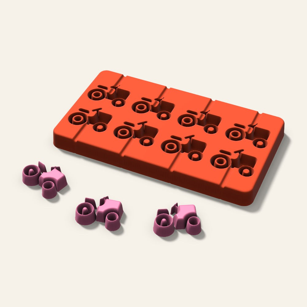 Tractor Lollipop Mold, 1.5 Inch, 8 Cavity, 3D render